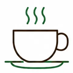 Icona tazza di caffè fumante su piattino